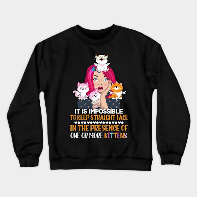 Funny Cat Quote Cute Kitty And Coff eLover Sarcastic Cats Lovers Kitten Gift Crewneck Sweatshirt by Kribis